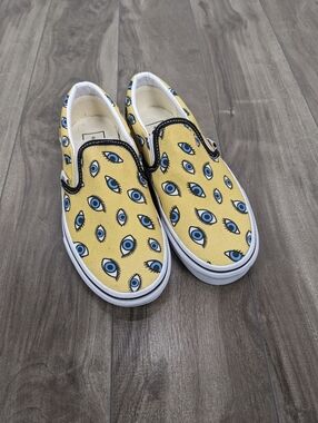 Vans Slip-On Looking Glass Yellow & White Skate Shoes Women's Size 5